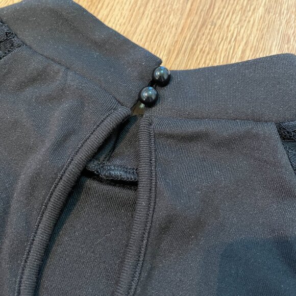 Cider Black Mock-Neck Short Lace Sleeve Tee - Picture 7 of 9